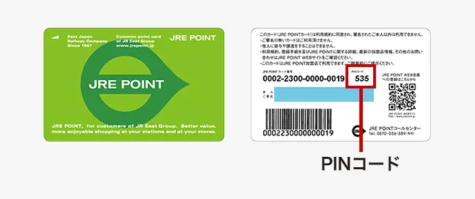 PINコード、カード記載位置説明