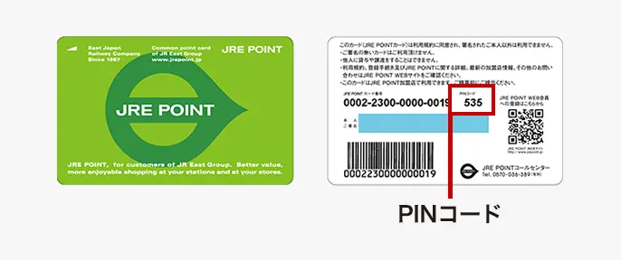 PINコード、カード記載位置説明