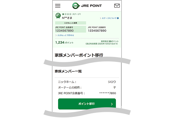 家族メンバー一覧画面
